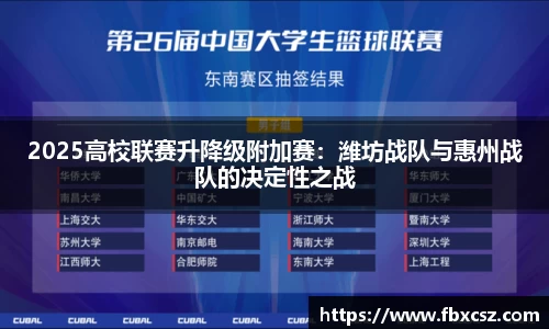 2025高校联赛升降级附加赛：潍坊战队与惠州战队的决定性之战